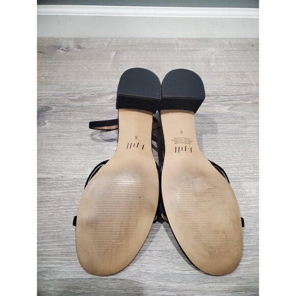 J. Jill Lyla Suede Open Toe Shoe Sz 8 Ankle Strap Block Heel Classic Black - Picture 6 of 10